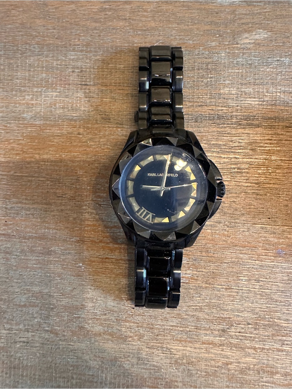 Karl Lagerfeld Black Watch with Gold Accents
